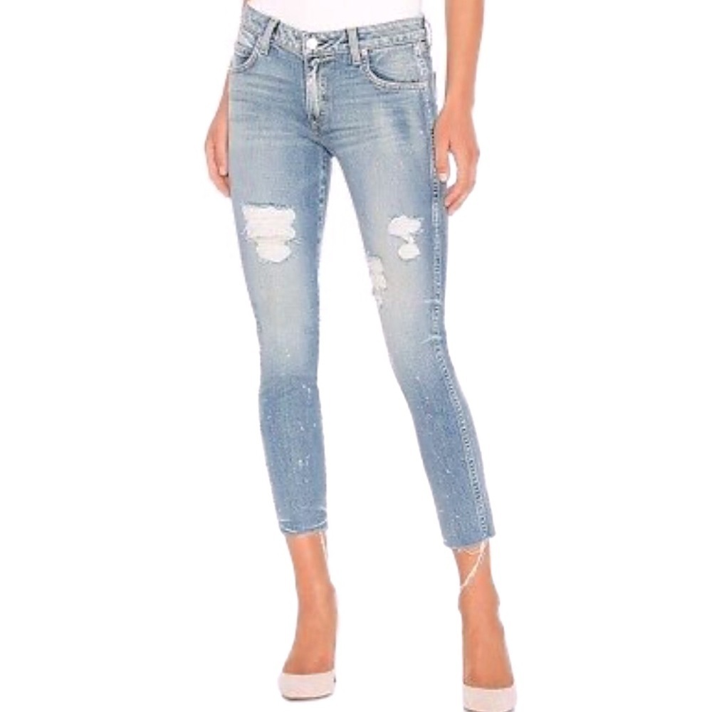 FREE PEOPLE AMO Stix Crop Jeans in Spin the Bottle Size 25